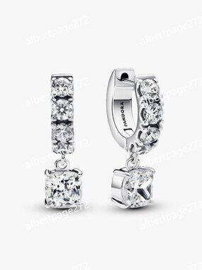 Pavé Dangle Hoop Earrings